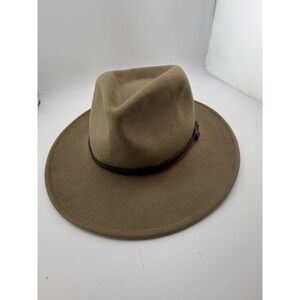 Overland Outfitters LiteFelt Wool Fedora Hat Taupe Tan Leather Band Medium